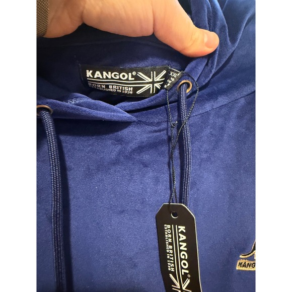 Kangol Velour Hoodie Royal Blue Kangaroo Logo Men's XXL - Picture 3 of 5